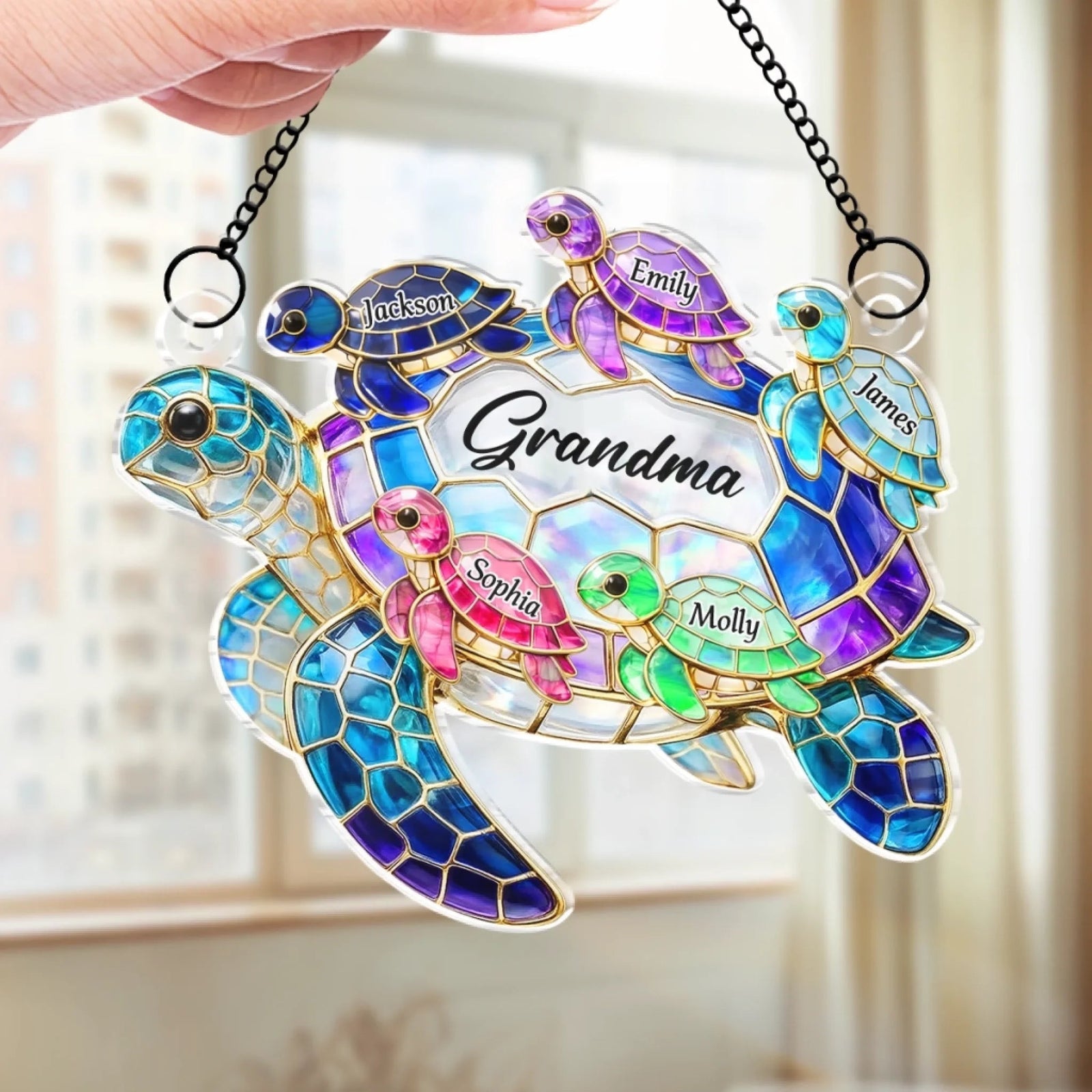 Custom Window Hanging Suncatcher Ornament - Personalized Mother's Day Birthday Gifts For Mom, Grandma