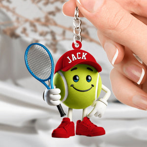 Cool Tennis Ball Acrylic Keychain, Personalized Ornament, Tennis Lover Gift