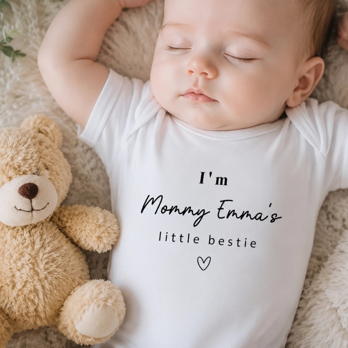 Personalized "Auntie's Little Bestie" Baby Onesie – Custom Name Bodysuit For Baby Shower Gift