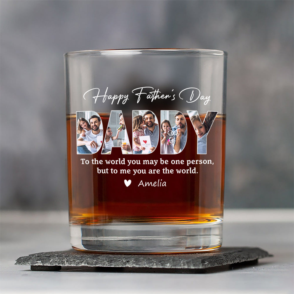 Custom Photo Whiskey Glass – "Happy Father's Day" – Personalized Gift For Dad
