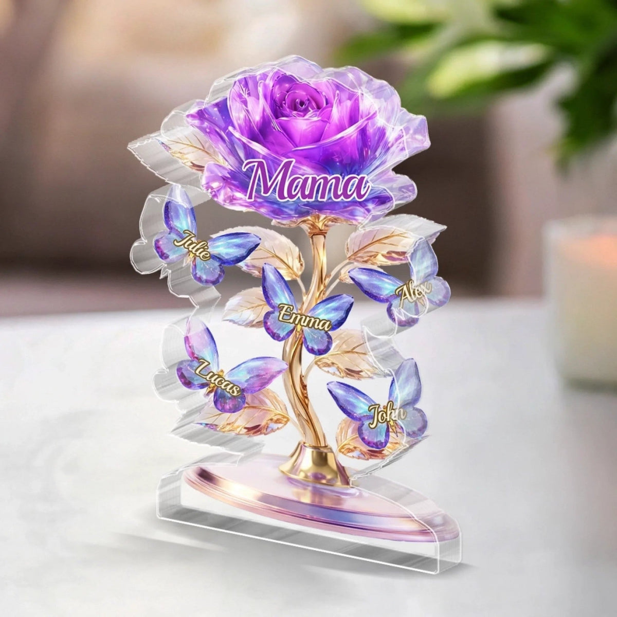 Personalized Acrylic Plaque – A Crystal Garden of Love for Mom or Grandma – Unique Mother's Day Gift