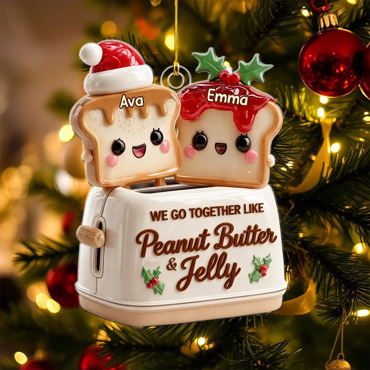 We Go Together Like Peanut Butter And Jelly - Personalized Acrylic Christmas Ornament