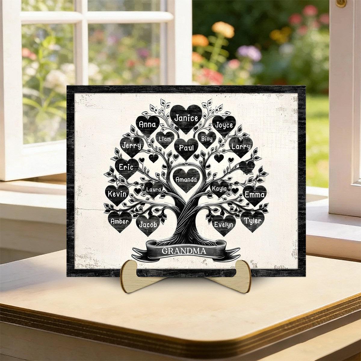 Grandma With Grandkids Tree Name - Personalized Wood Plaque - Gift For Parents Grandparents, Families, Children Grandchildren