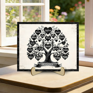 Grandma With Grandkids Tree Name - Personalized Wood Plaque - Gift For Parents Grandparents, Families, Children Grandchildren