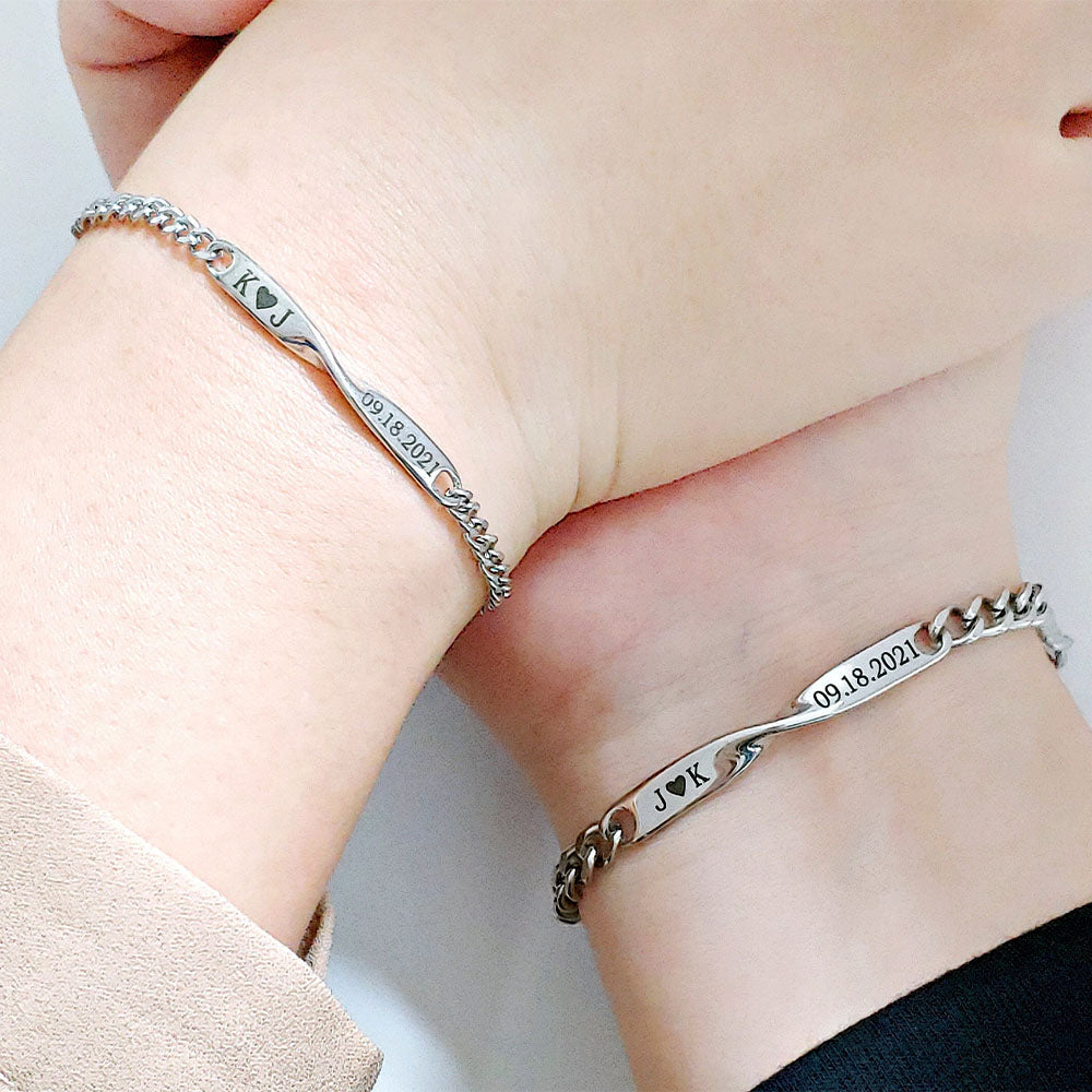 Personalized Couple Infinity Shape Stainless Bracelet