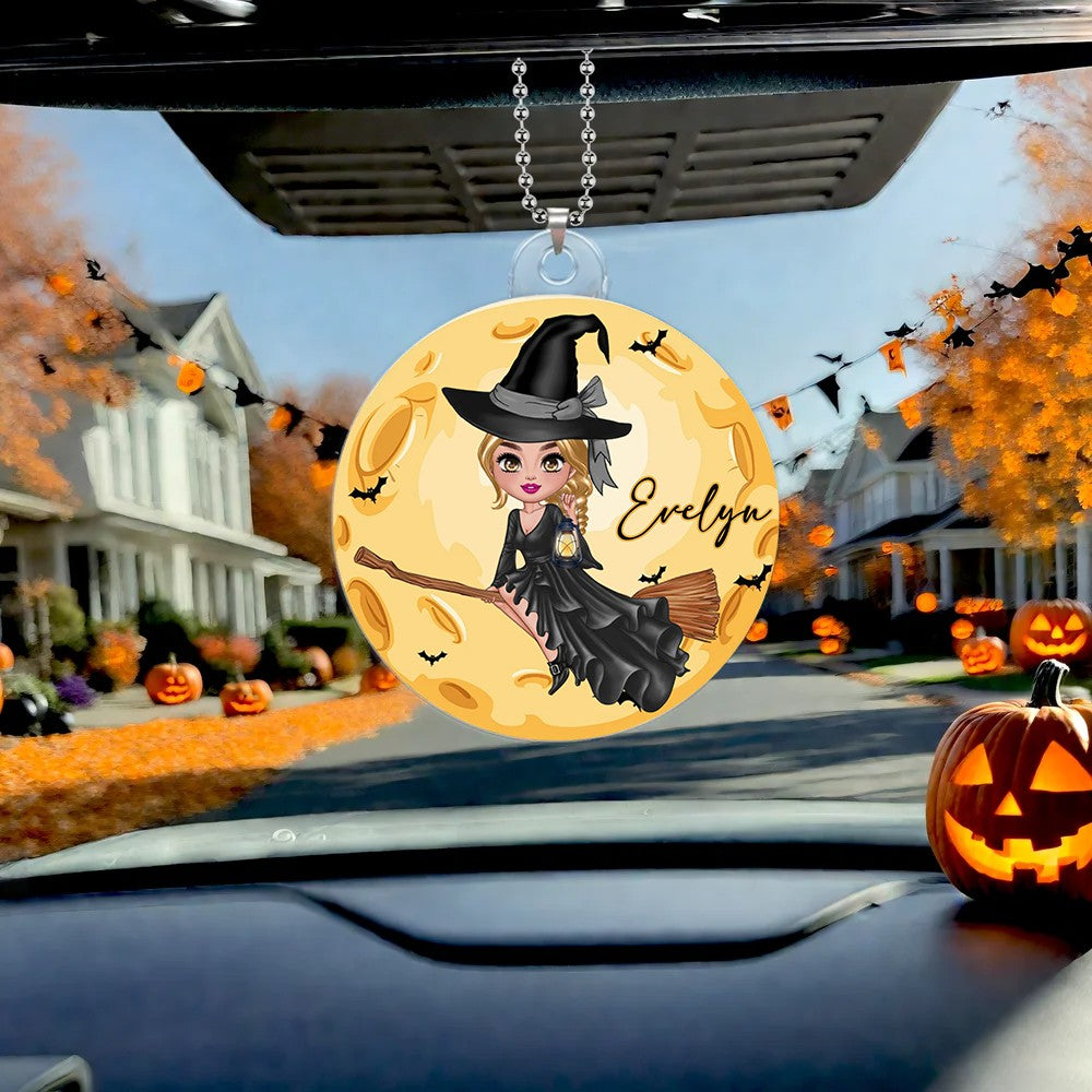 Witch Hat Cartoon Moon Character - Personalized Acrylic Ornament Gift for Women