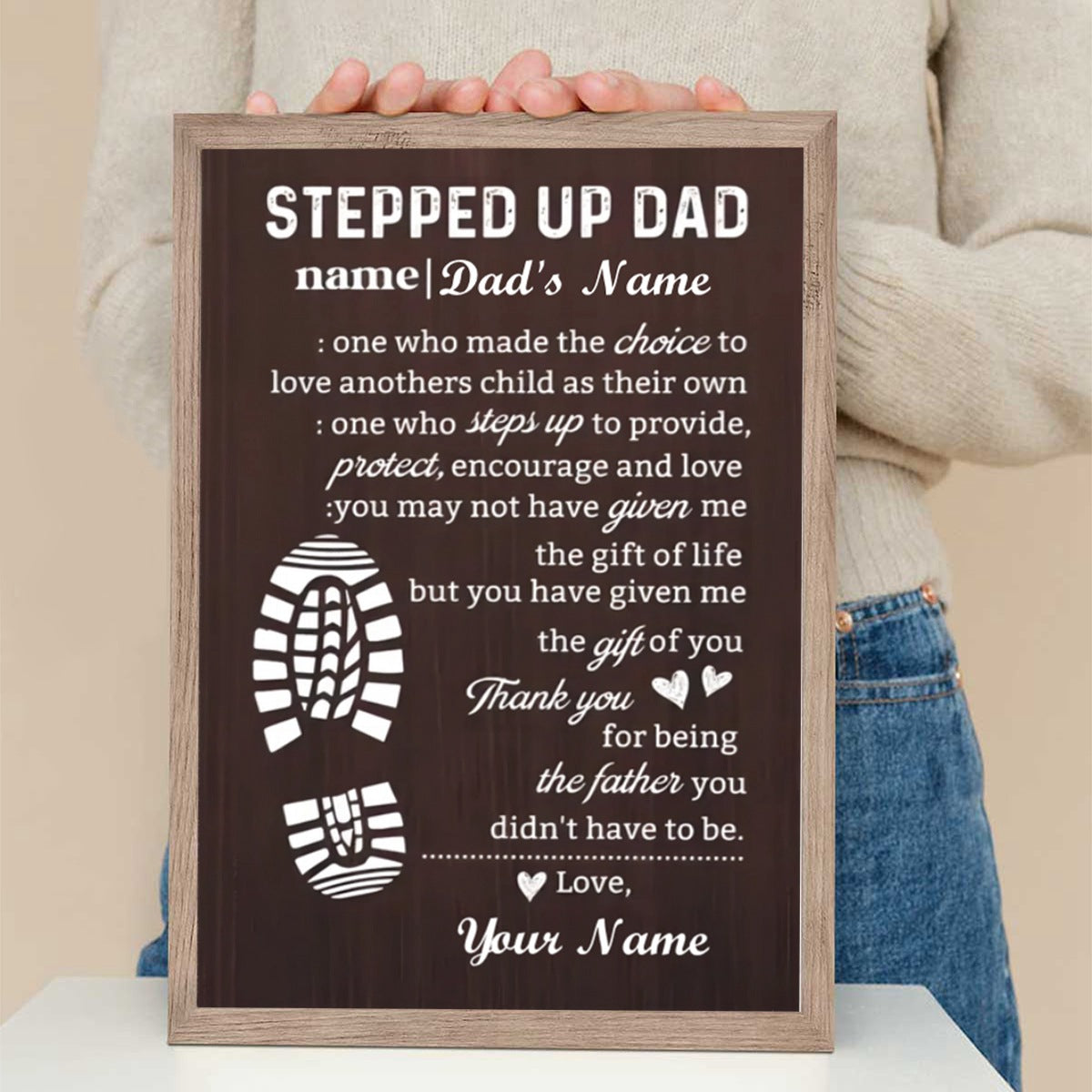 Personalized "Stepped Up Dad"  Canvas - Customizable Names