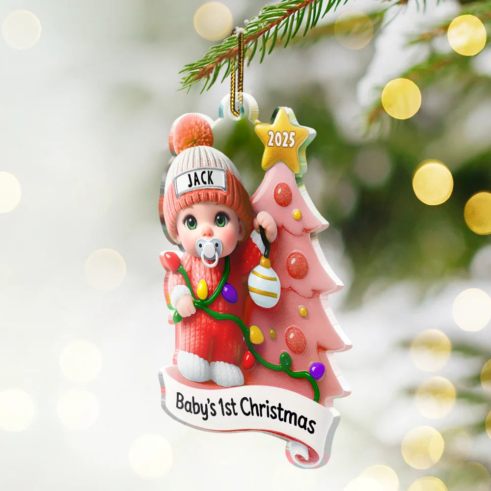 Baby First Christmas Keepsakes For Newborn - Personalized Acrylic Ornament