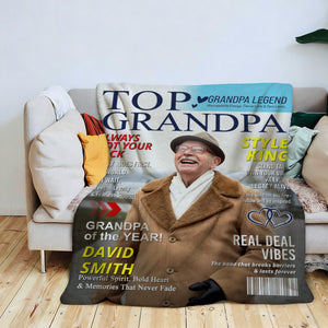 Personalized Grandpa Magazine Cover Blanket Gifts for Grandpa
