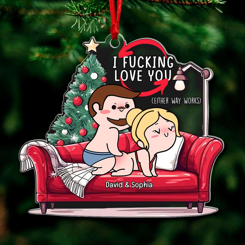 Personalized Naughty Couple On Sofa Acrylic Ornament