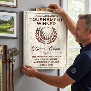 Personalized Golf Tournament Award Plaque Canvas – Custom Winner Wall Art | Golfer Award Sign For Country Club Decor & Gifts