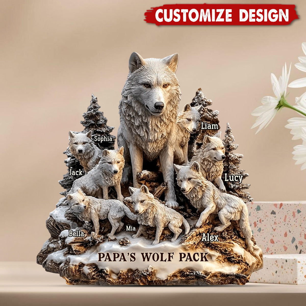 Papa's Wolf - Personalized Father Custom Shaped Acrylic Plaque