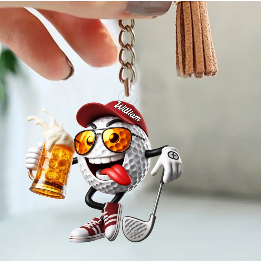 Custom Funny Beer Golf Acrylic Keychain – A Playful Personalized Gift For Golfers & Beer Enthusiasts