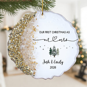 Personalized "Our First Christmas As Mr. & Mrs." Acrylic Hanging Ornament – Wedding & Housewarming Keepsake