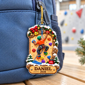 Personalized Rock Climbing Christmas Acrylic Ornament – Girl Or Boy Design | Custom Name Gift For Kids & Grandchildren