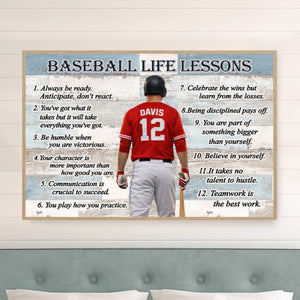Personalized "Train Hard, Play Smart, Win With Heart" Baseball Poster – Life Lessons Gift For Baseball Lovers