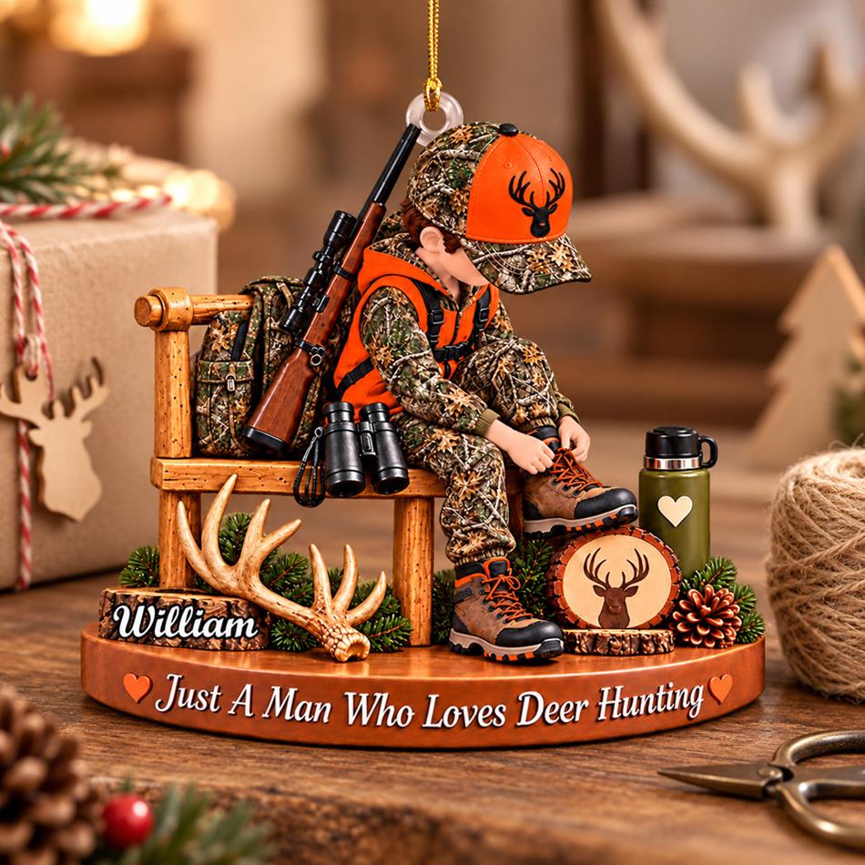 Just A Boy Who Loves Hunting – Personalized Christmas Ornament | Custom Name Keepsake Gift For Hunters
