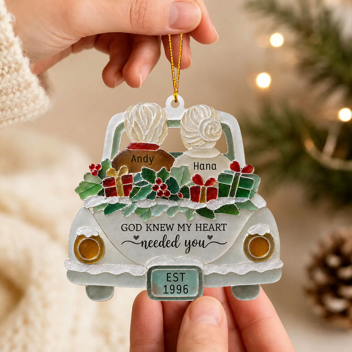 "God Knew My Heart Needed You" – Personalized Acrylic Hanging Ornament | Gift For Couples