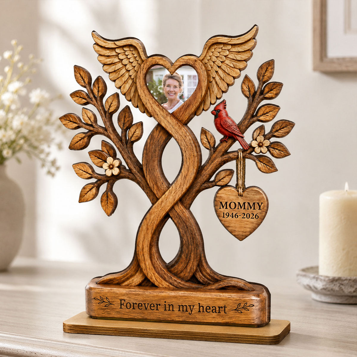"Forever In Our Hearts" – Personalized Wooden Plaque | Heartfelt Sympathy Gift For Loved Ones