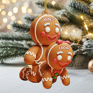 Personalized "Gingerbread Couple" Wood Ornament – Custom Shape Cutout & Print