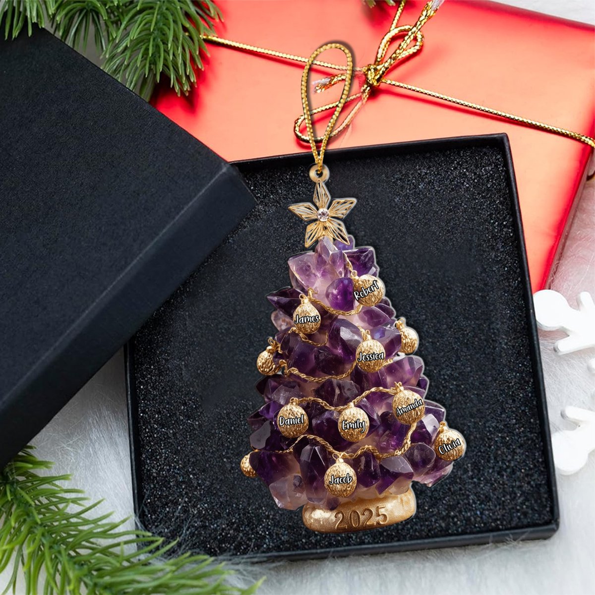 Our Family, Merry Christmas 2025 - Personalized Family Custom Shaped Acrylic Ornament