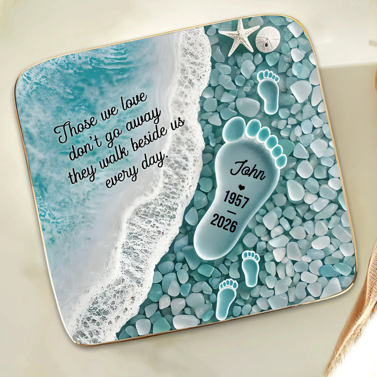 "Where Love Never Ends" – Sea Glass Design Personalized Jewelry Dish | Memorial Ocean Remembrance Gift For Loss of Loved One
