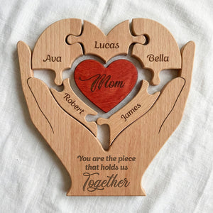 "You Are the Piece That Holds Us Together" – Personalized Wooden Family Puzzle – Mother's Day Gift For Mom, Mum, Mother