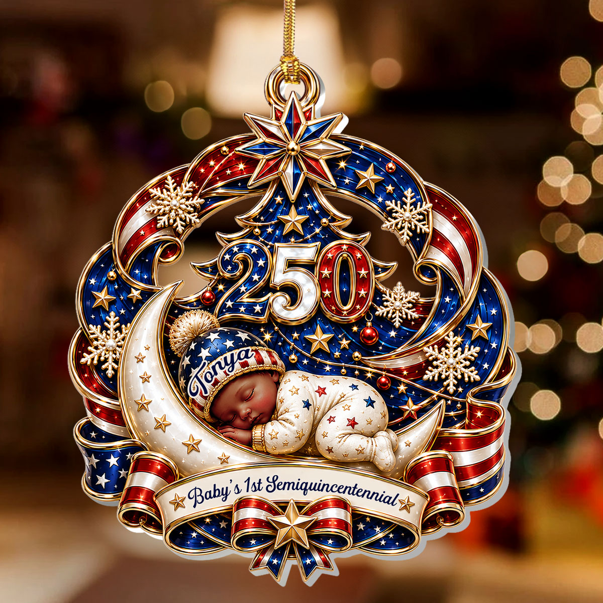 Personalized "Baby's 1st Semiquincentennial" Acrylic Ornament – 250th Anniversary Keepsake