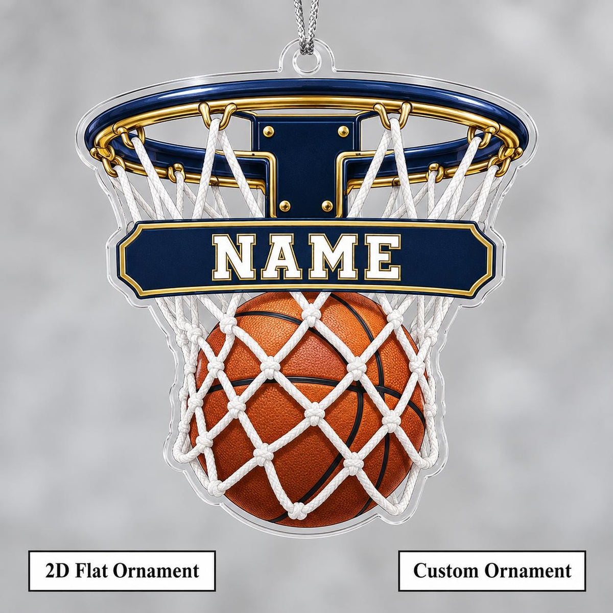 Personalized Basketball Hoop Christmas Ornament – Custom Name & Ball-In-Net Acrylic Keepsake | Gift for Players & Coaches