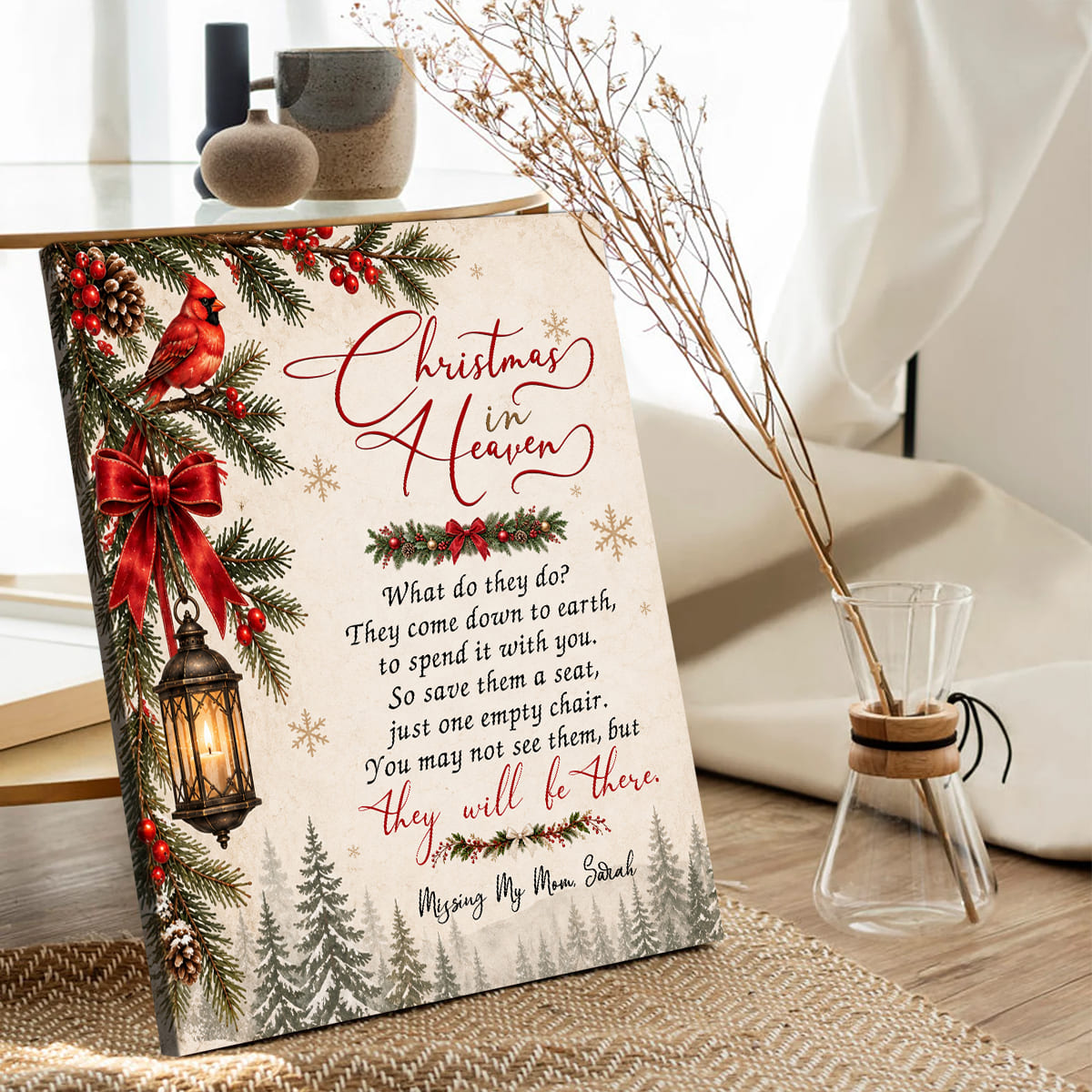 Christmas in Heaven Memorial Canvas – In Loving Memory Of Mom | Sympathy Wall Art & Remembrance Gift