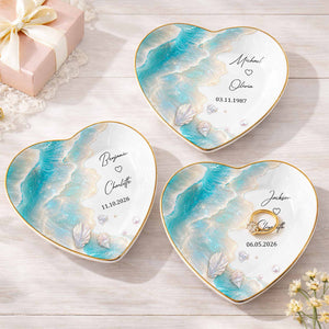 Personalized Ceramic Jewelry Dish – "Our Love Is Like The Ocean Waves" Design | A Romantic Keepsake Gift For Couples