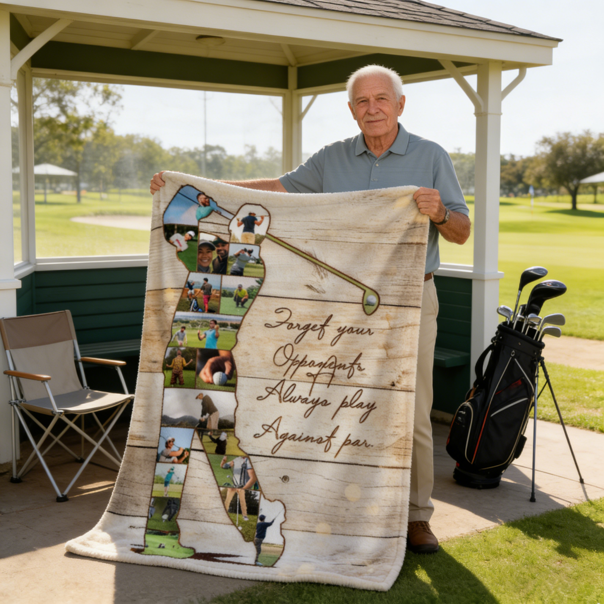 Personalized Golfer Photo Collage Blanket,Golf Coach Gift, Gift For Golf Lovers