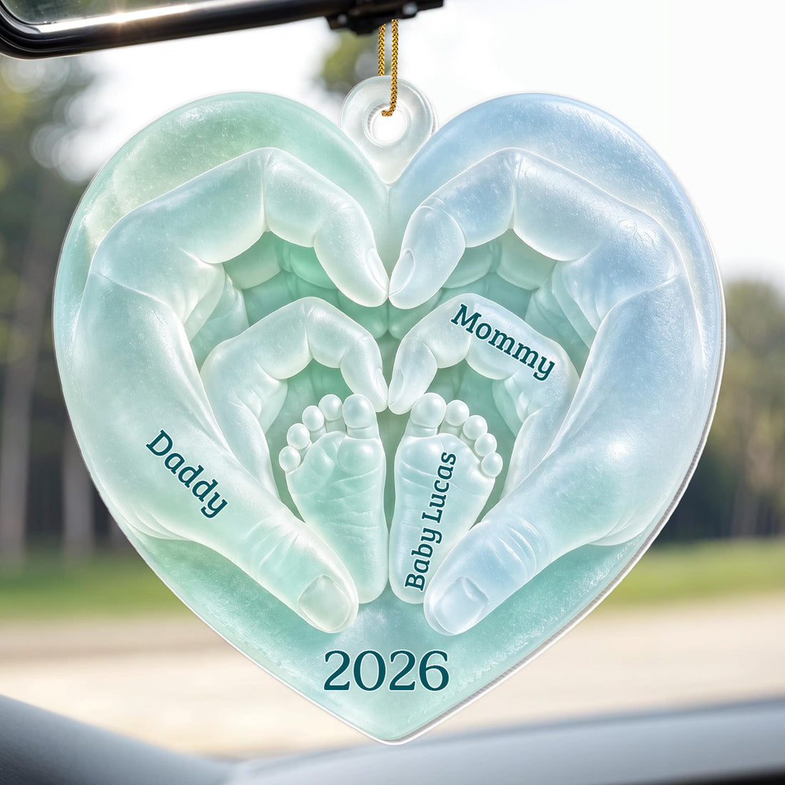 Daddy, Mommy & Baby – Personalized Acrylic Christmas Ornament | New Parent & Family Keepsake Gift