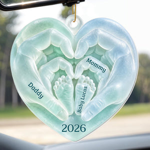 Daddy, Mommy & Baby – Personalized Acrylic Christmas Ornament | New Parent & Family Keepsake Gift