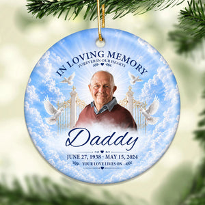 "In Loving Memory – Your Love Lives On" – Personalized Ceramic Ornament | Memorial Gift & Funeral Keepsake