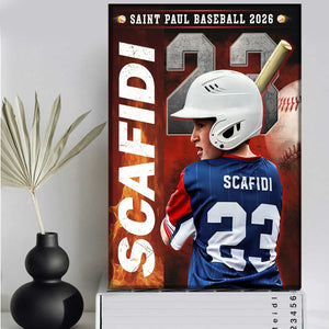 Custom Baseball Senior Portrait Canvas – Personalized Player Photo Name & Number, Gifts For Baseball Players, Senior Night Sports Wall Art