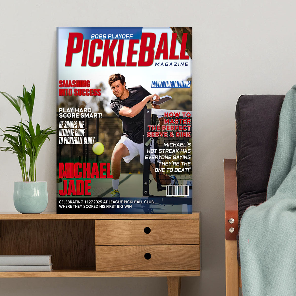 Personalized Pickleball Magazine Cover, Custom Sport Magazine Cover, Pickleball Player Gift, Unique Gifts For Pickleball Player