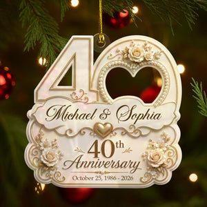 "Mr & Mrs" Personalized Wedding Anniversary Acrylic Ornament – Christmas Keepsake Gift For Couples
