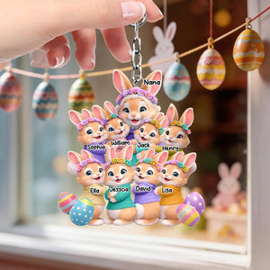 Bunny Easter Grandma with Grandkids' Names - Personalized Acrylic Keychain