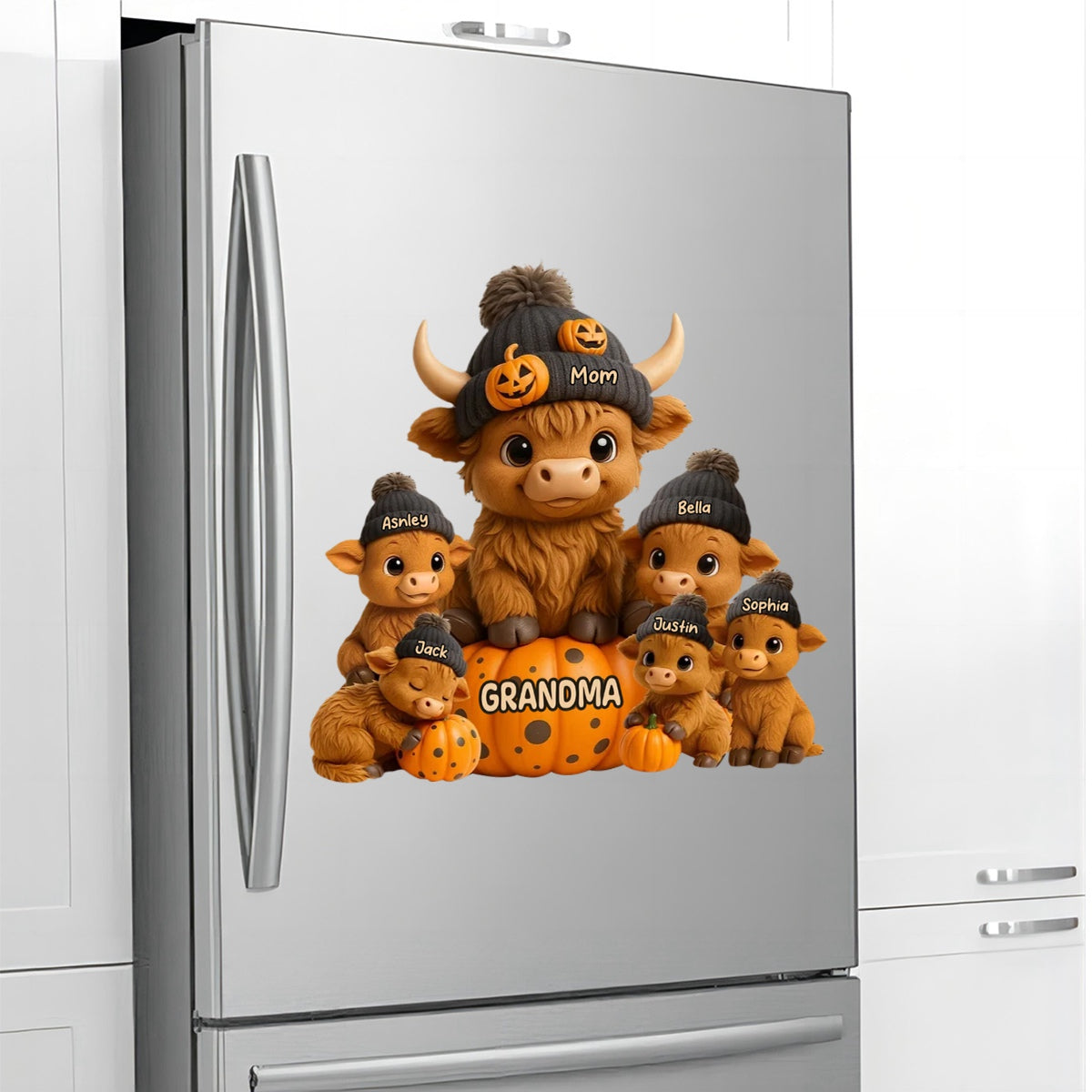 Mama Cow Personalized Decal, Cozy Fall Vibe Halloween Decor for Mom, Grandma