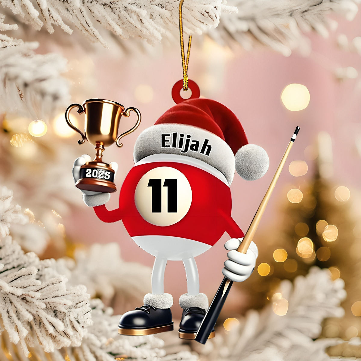 Custom Name Billiard Ornament, Billiard Lover Christmas Gift