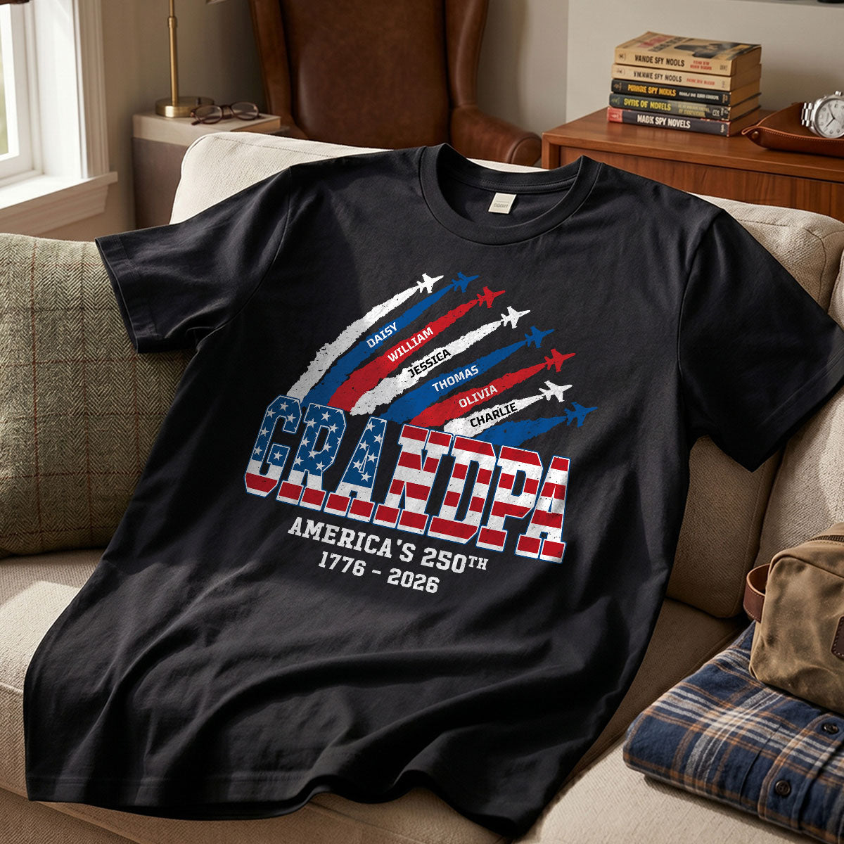 Personalized 250th Anniversary American Flag Shirt – Proud Dad & Grandpa | Father's Day Gift