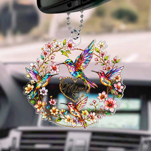 "Every Name Holds A Piece Of My Heart" – Personalized Acrylic Car Hanger | Hummingbird Grandma & Kids Family Gift