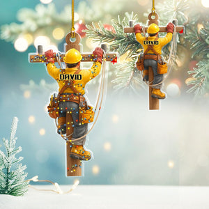 Personalized Linemen Acrylic Ornament, Electrical Workers Keepsake