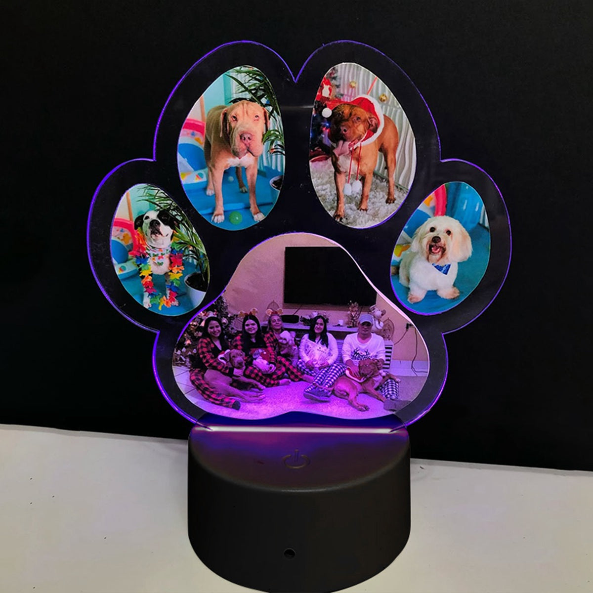 Custom Photo Dogs Paw Personalized Acrylic Block LED Night Light