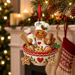 Personalized Gingerbread Chef Ornament – "Baking Spirits Bright" Christmas Decor