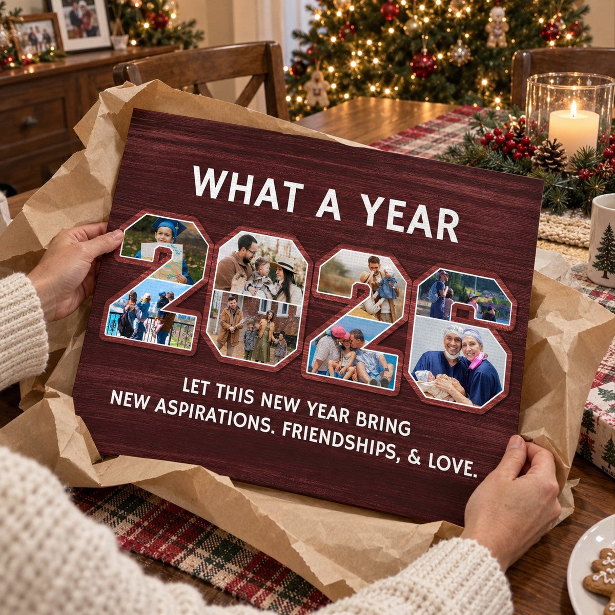 Personalized 2026 Year In Review Photo Collage Canvas – Custom Family Memory Wall Art | Christmas Gift For Families