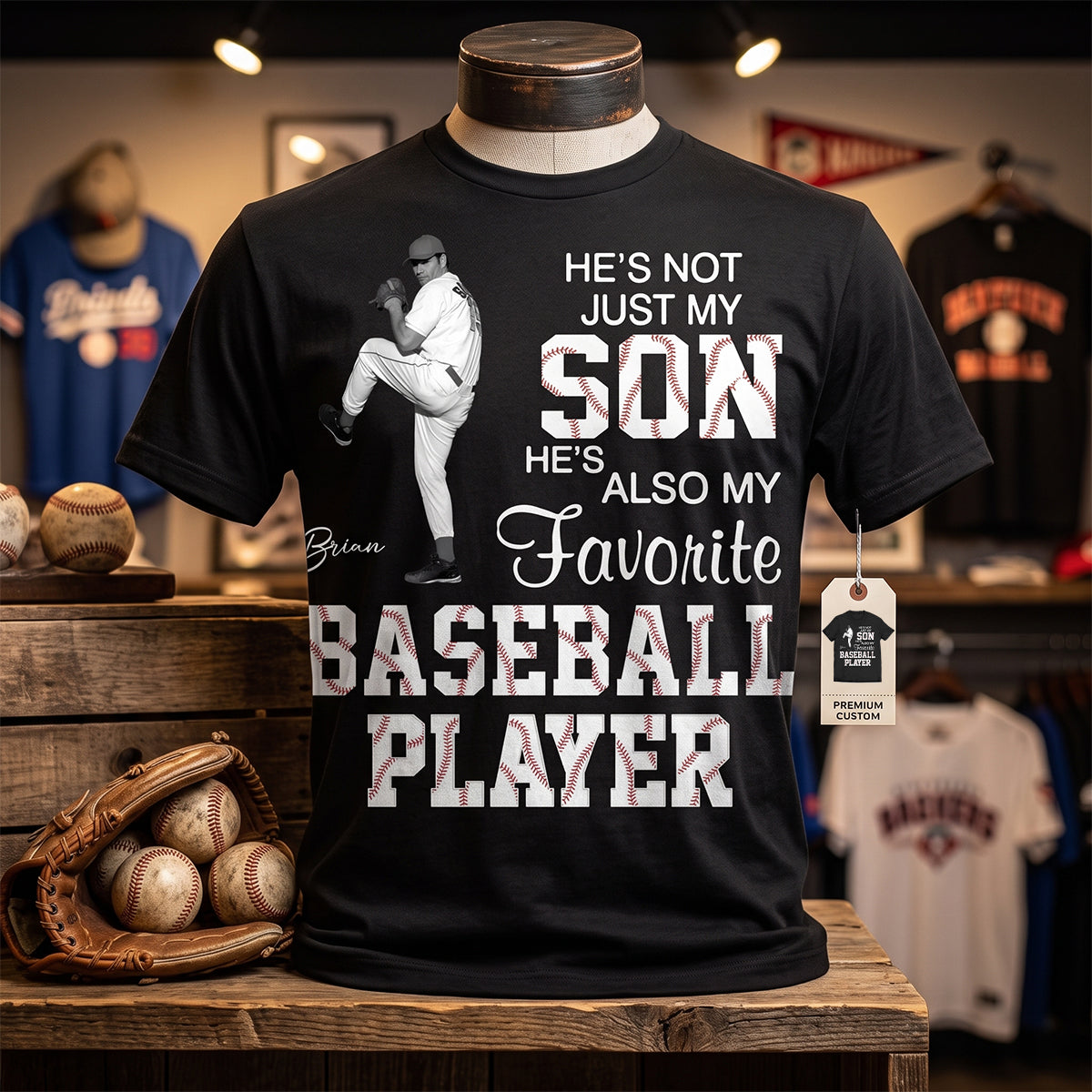 Personalized "Favorite Baseball Player" T-Shirt – Custom Photo Gift For Grandma's Grandson