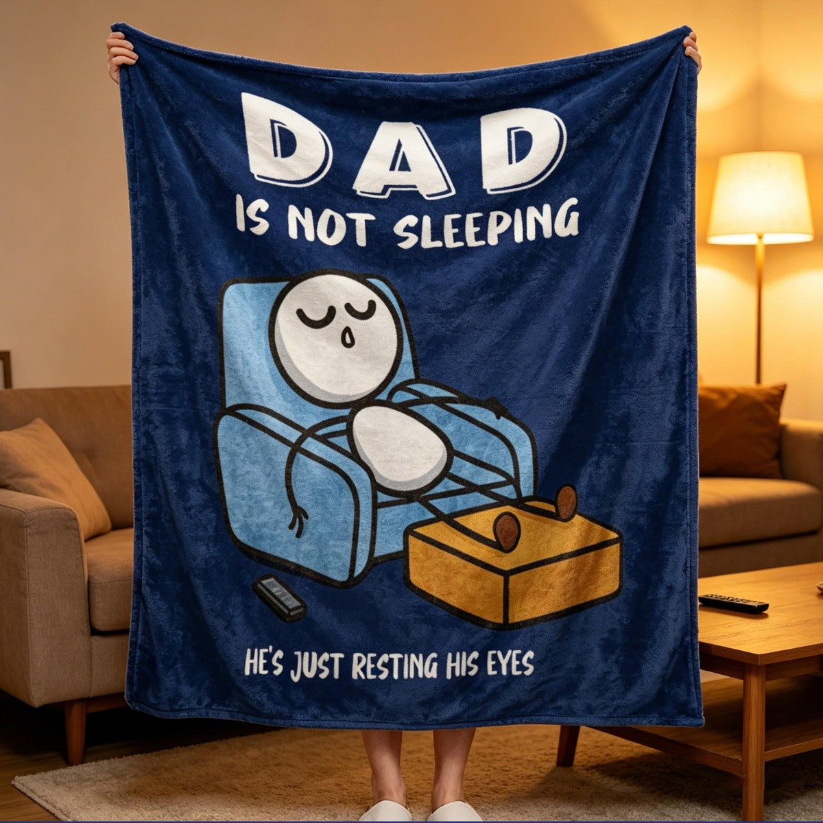 Dad Is Not Sleeping, Personalized Custom Blanket, Funny Dad Blanket Gifts for Husband