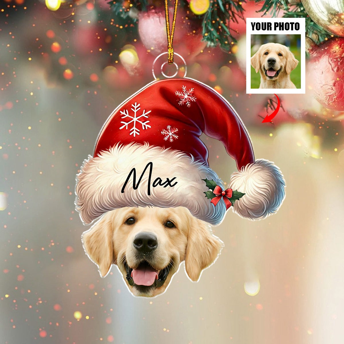 Funny Christmas Face Personalized Santa Hat Photo Ornament